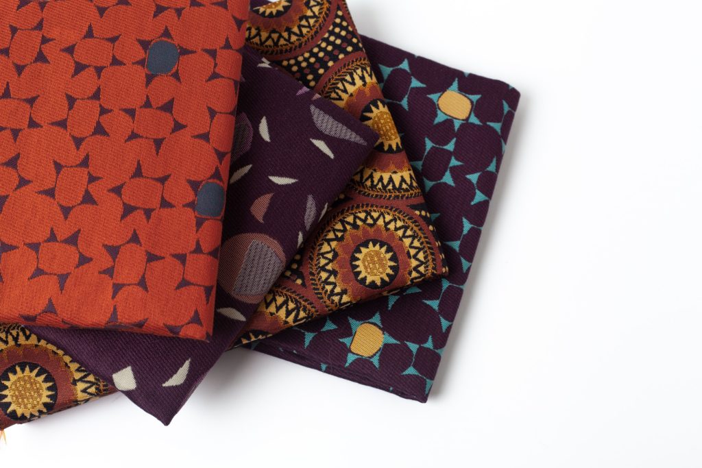 Architex Some Like it Mod fabric swatches four styles in darker colors