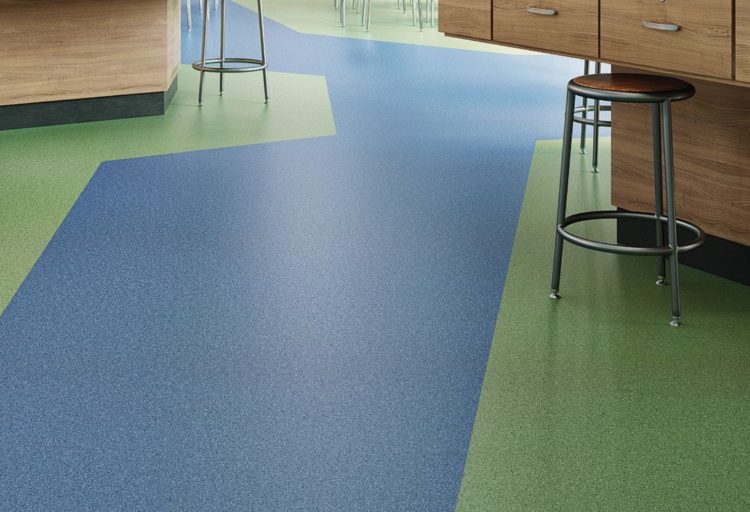 Mohawk Group True Hues rubber flooring green and blue
