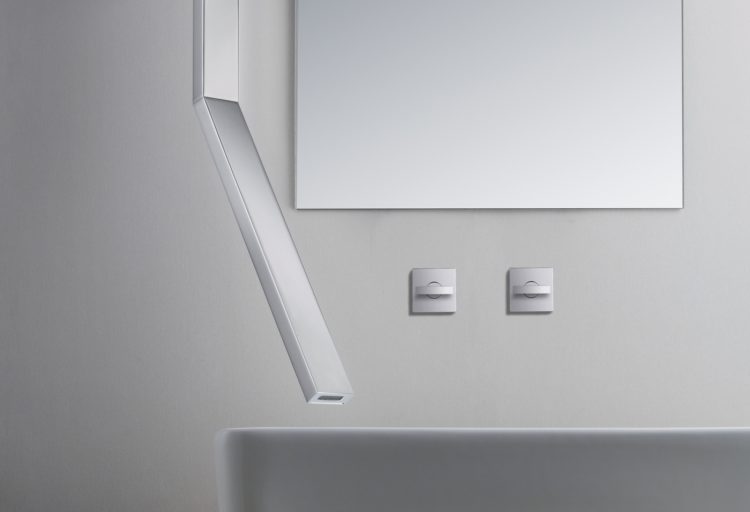 Isenberg Infinity Faucet to left of mirror close up