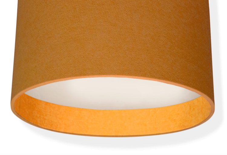 Barbican Acoustic Comfort line cylindrical pendant in yellow fabric