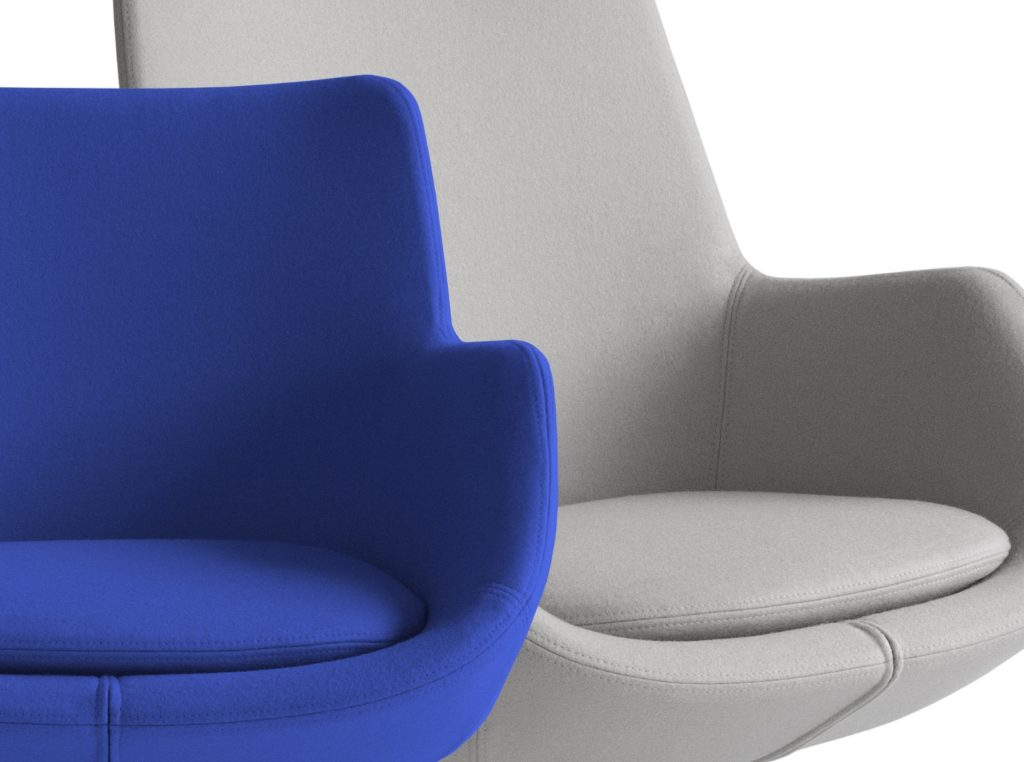 Allsteel Retreat Executive Chair close-ups of two chairs in grey and blue