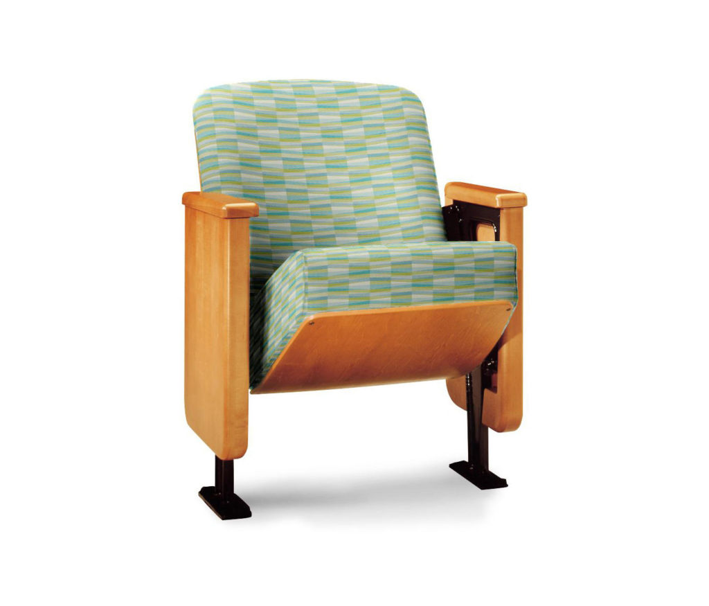 CF Stinson Celliant Textile patterned green upholstery on auditorium chair