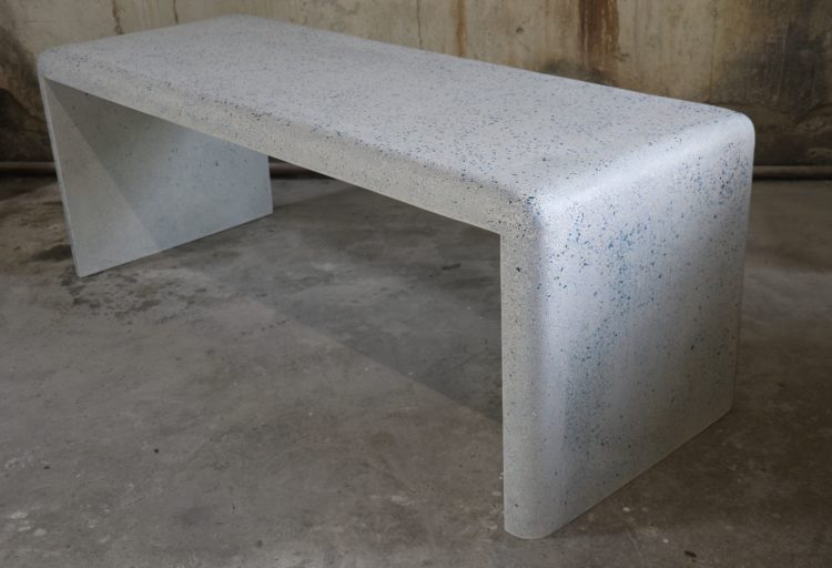 Zachary A. Waterfall Table in white terrazzo