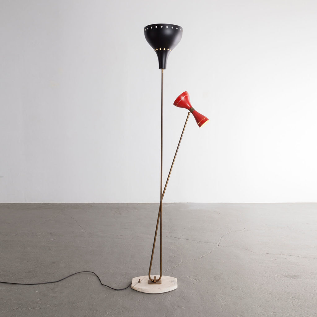 R & Company Italy, 1950s Lamp with black and red shades
