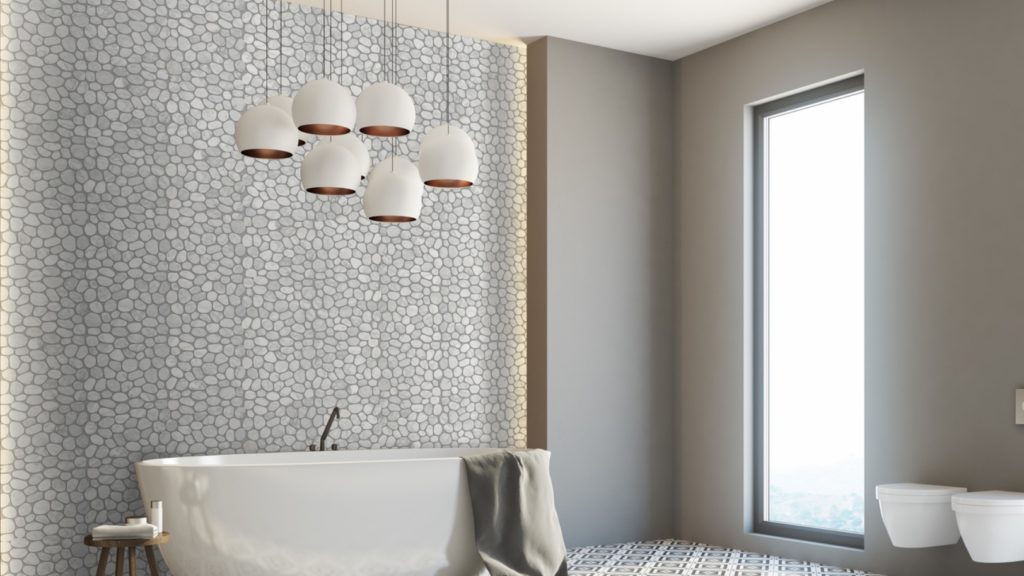 Ambiente Spindrift Marble Cararra on bathroom wall