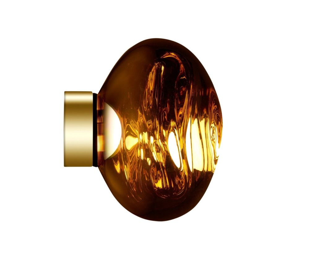 Tom Dixon Melt LED mini wall lamp gold side view