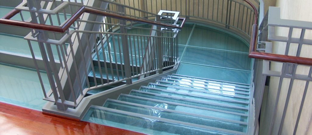 Nathan Allan Glass Studios low iron textured treads at St. John's Episcopal Church