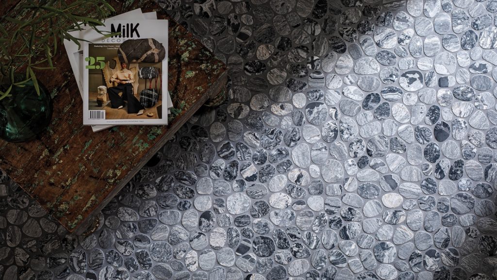 Ambiente Spindrift Marble Tempest on countertop view from above