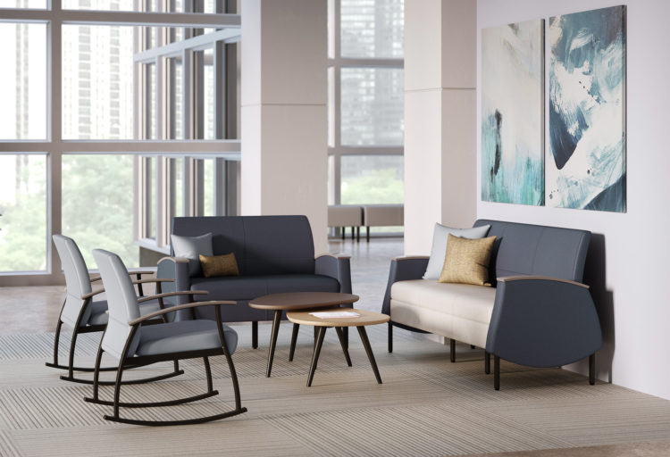 National Office Furniture Weli Seating several styles in black upholstery in healthcare waiting room