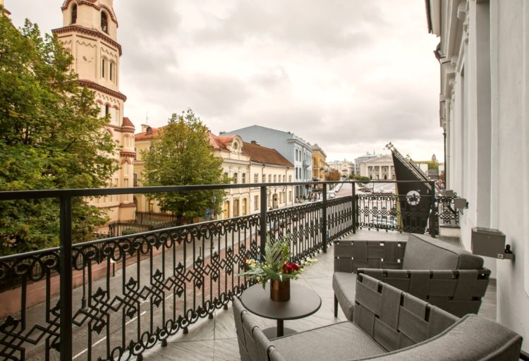 Hotel PACAI view of old town Vilnius from balcony