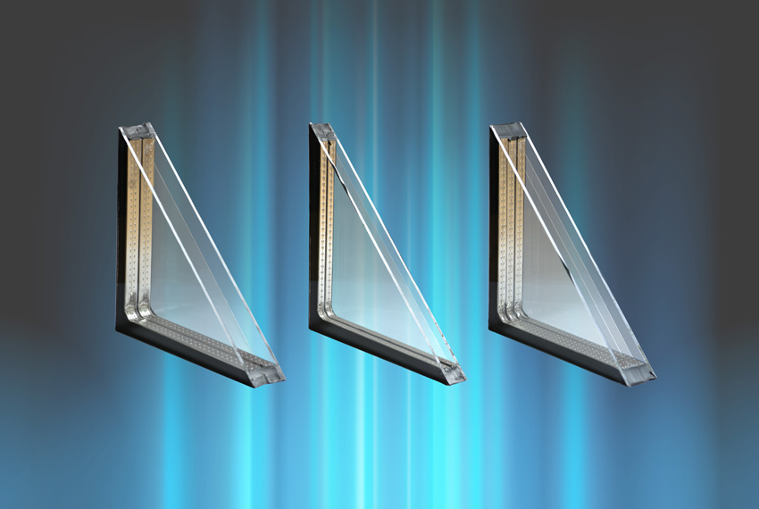 Alpen ThinGlass three triple pane windows with cut away showing interior