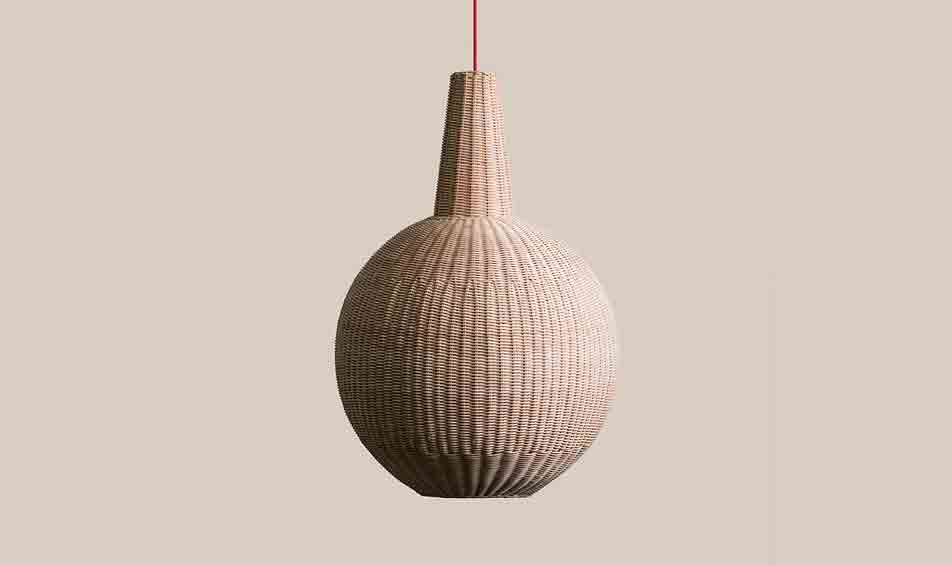 Global Lighting Sfera Pendant with intreccio woven wicker front view