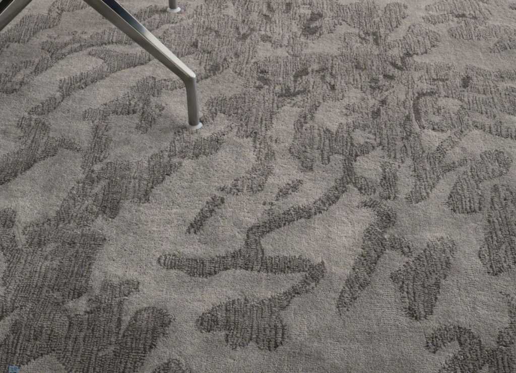 Nanimarquina collection for Coalesse Shadwos style of random foliage shapes medium gray on light gray