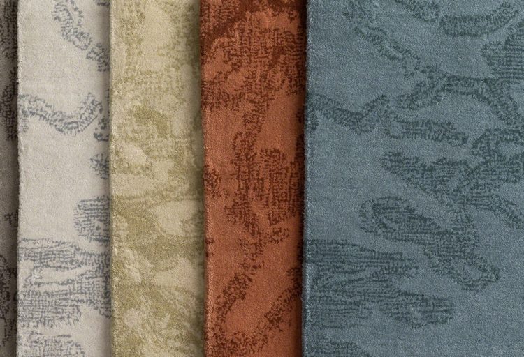 Nanimarquina Collection for Coalesse Shadows Style of foliage patterns on solid color details of five colors