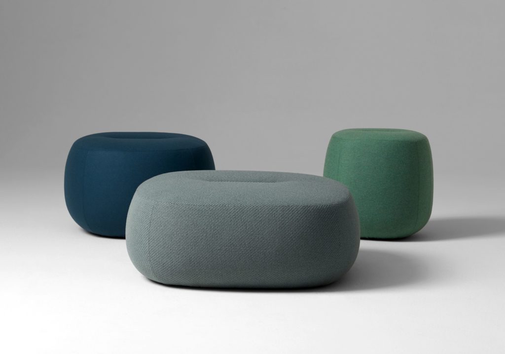 Rho Ottomans three sizes blue, green, gray/green
