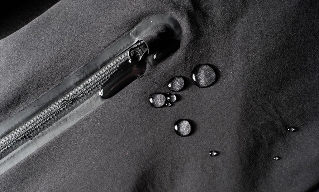 Ultra Coat detail showing water beading on cuff