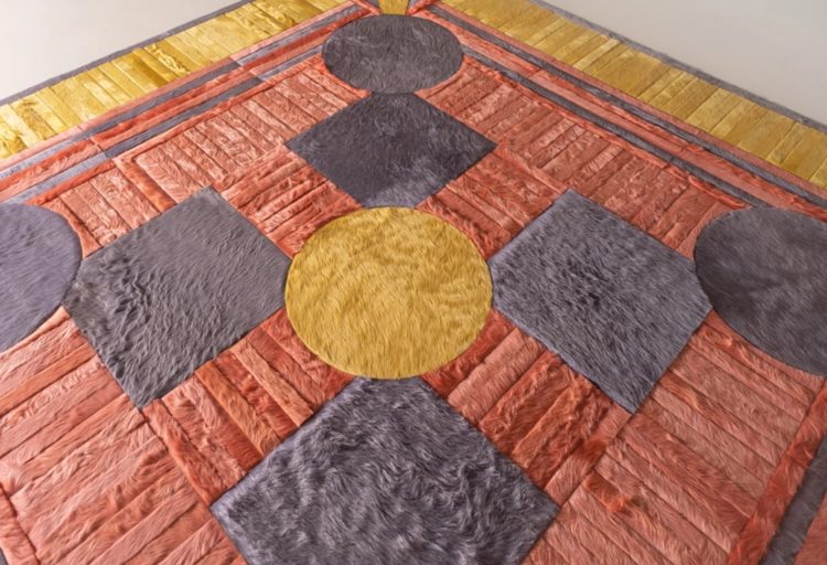 Atlas Collection detail with salmon, gray, and yellow tones