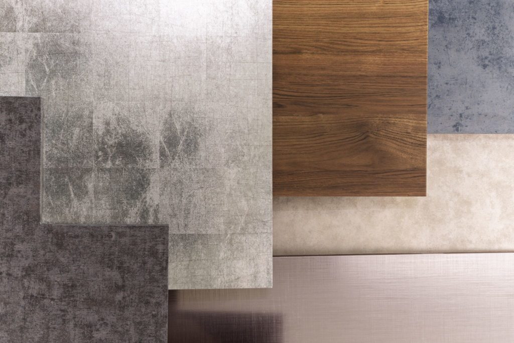 3M's DI-NOC samples of options including wood, metal, and others