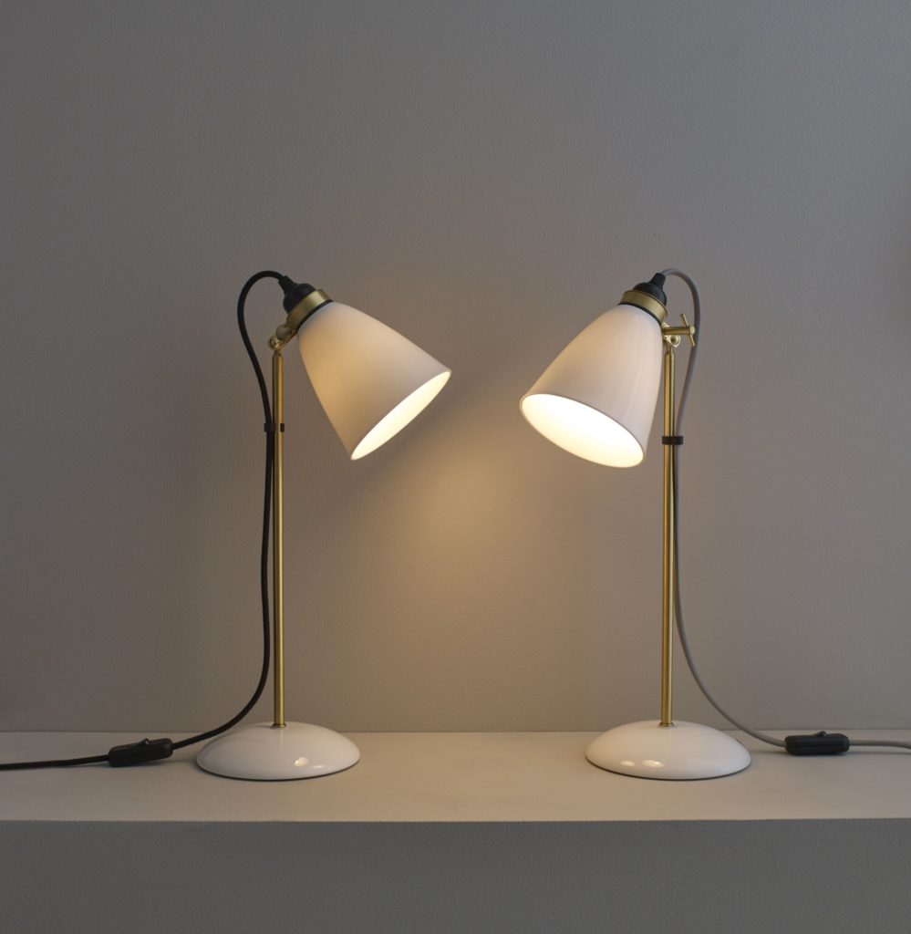 Original BTC Hector 30 lamp two table lamps one with black cord one with grey