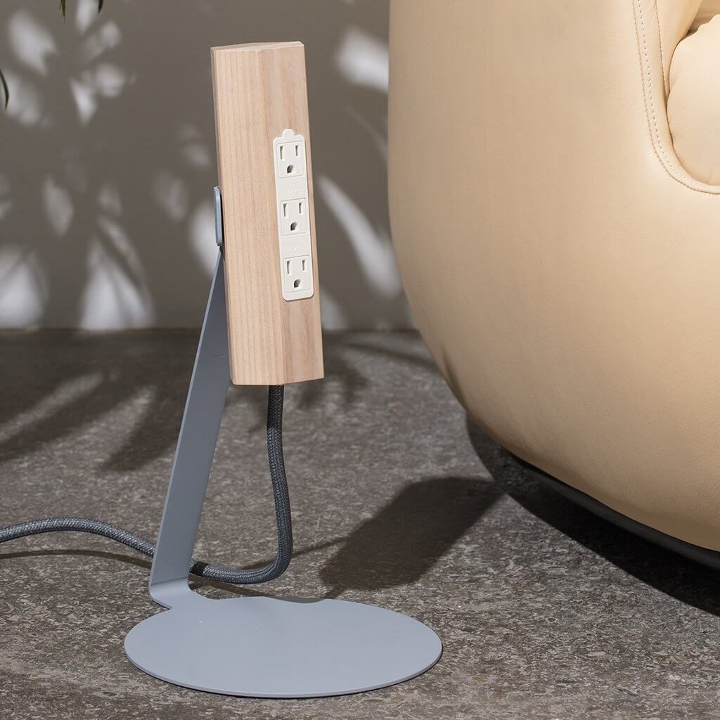 Most Modest's Niko free-standing power pendant with gray cord and gray base