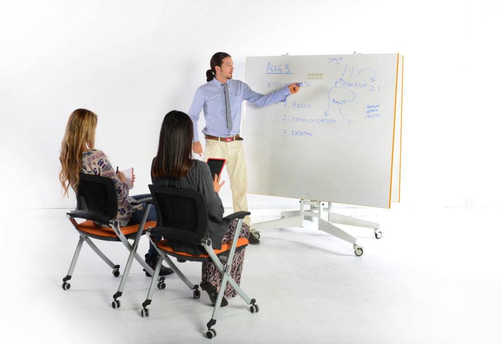 Nomad Sport Table white board mode with man presenting