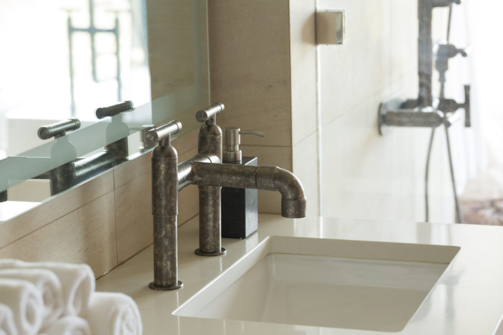 Smart Surfaces Sonoma Forge Water Bridge rustic faucet