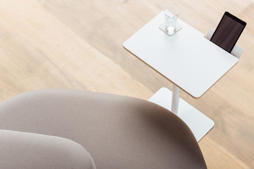 Hightower Kona Laptop Table white laminate on white paint overhead view
