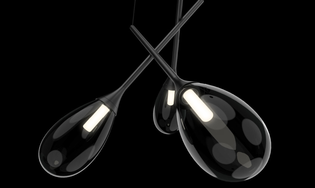 Parisone Pendant close-up of module with three bulbs