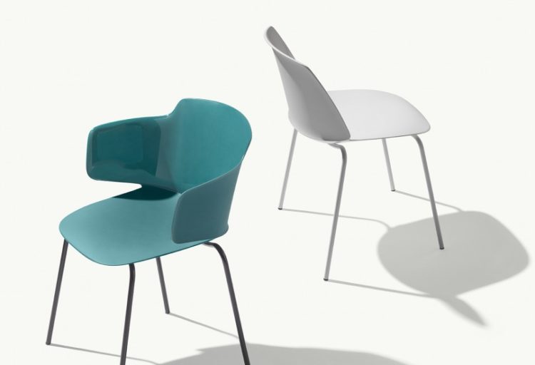Classy Seating aqua armchair and white chair view from above