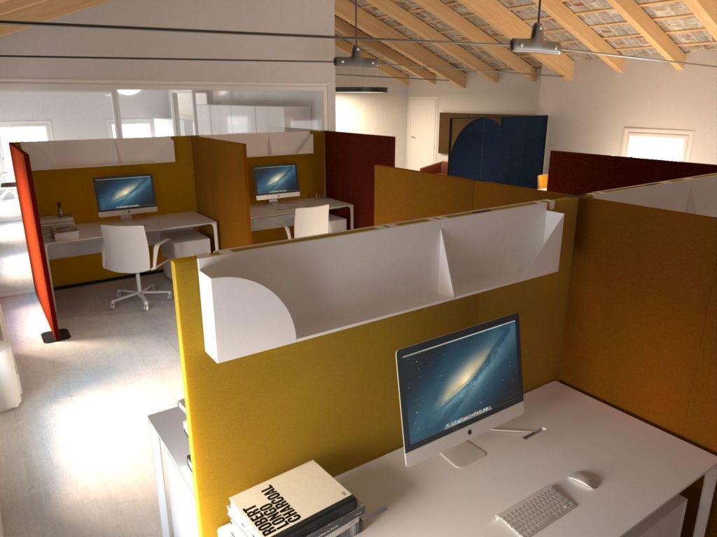 Arper innovates paravan panels and mood partitions in workspace