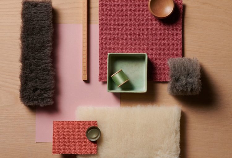 new Textiles from Camira Dolly samples overhead