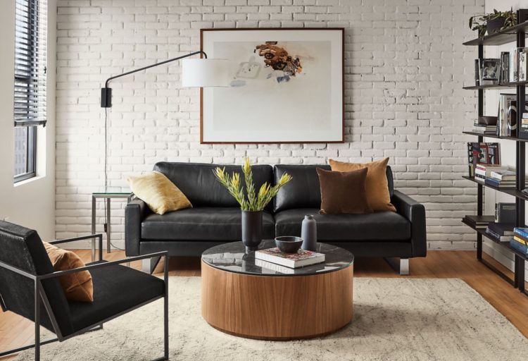 Room & Board's Pierson Sofa black in living room
