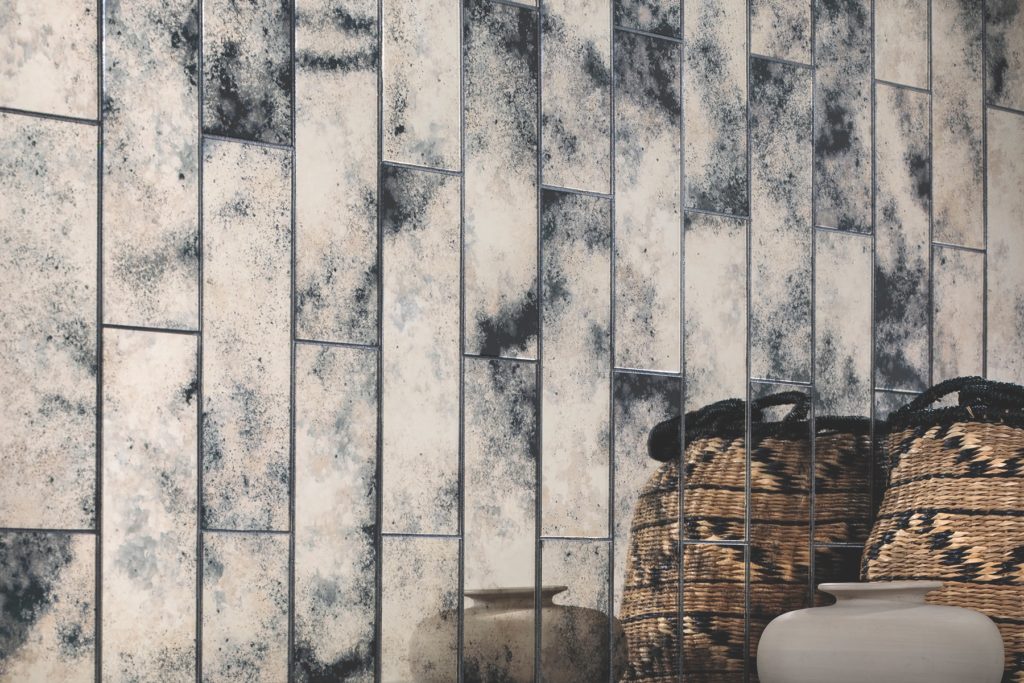 Island Stone Patina Glass Evening Onyx in bathroom