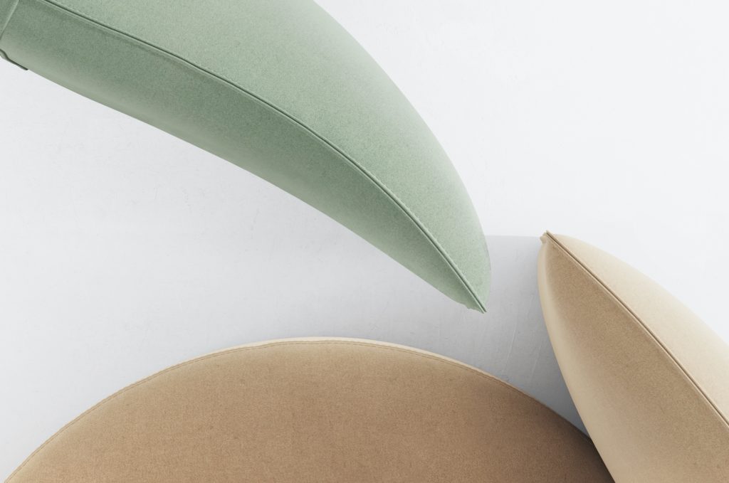 Hightower's Proto Lounge beige and mint detail of arms