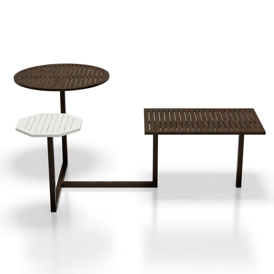 Benchmark's Sansa Community Table phenolic finish for outdoors
