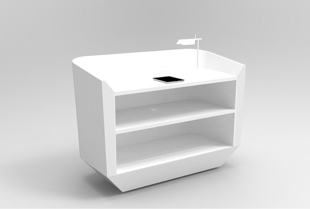 Isomi's Umi Large white open storage rear view