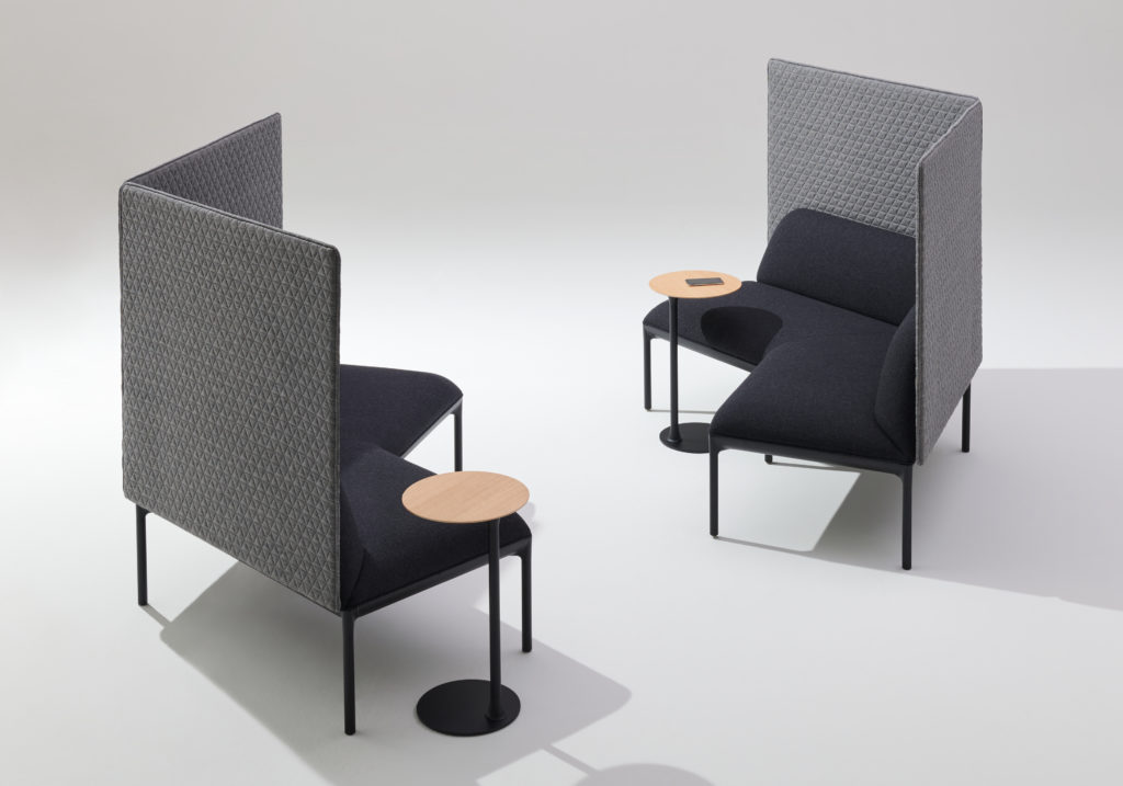 Davis JP Lounge right angle benches dark blue with privacy screens