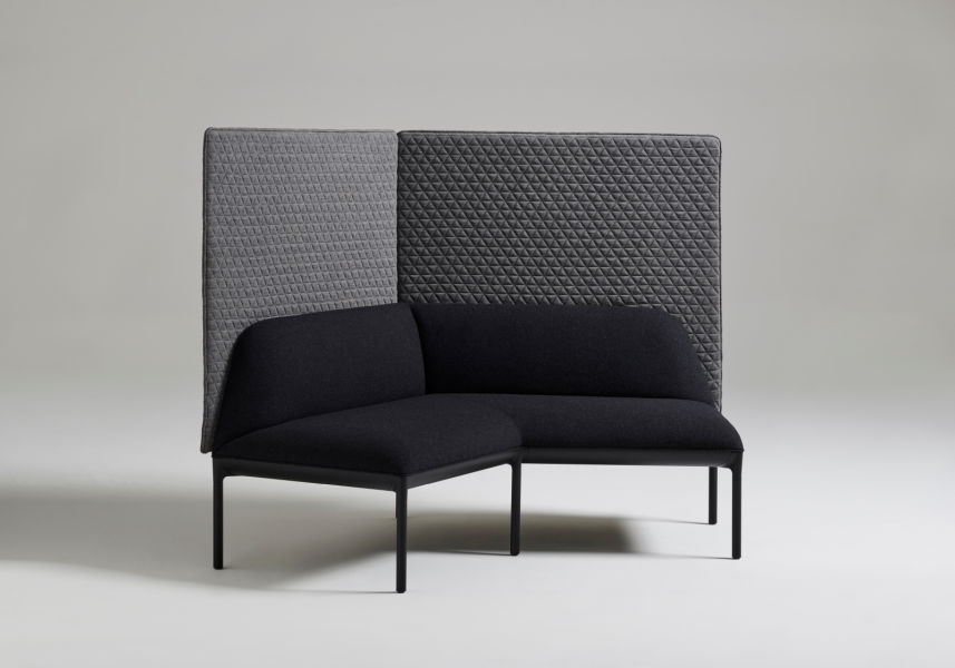 Davis JP Lounge black bench two seater 120 degrees with privacy panel