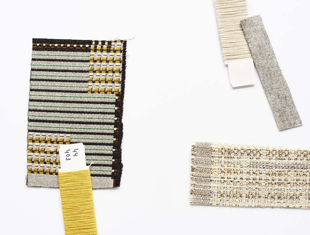 Designtex new collection process with yarns and samples