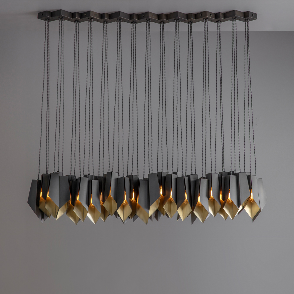 Tigermoth’s Bronze Fold Linear Chandelier Tigermoth’s Bronze Fold Linear Chandelier