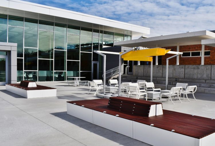 Garda Collection pavillion with benches and chairs