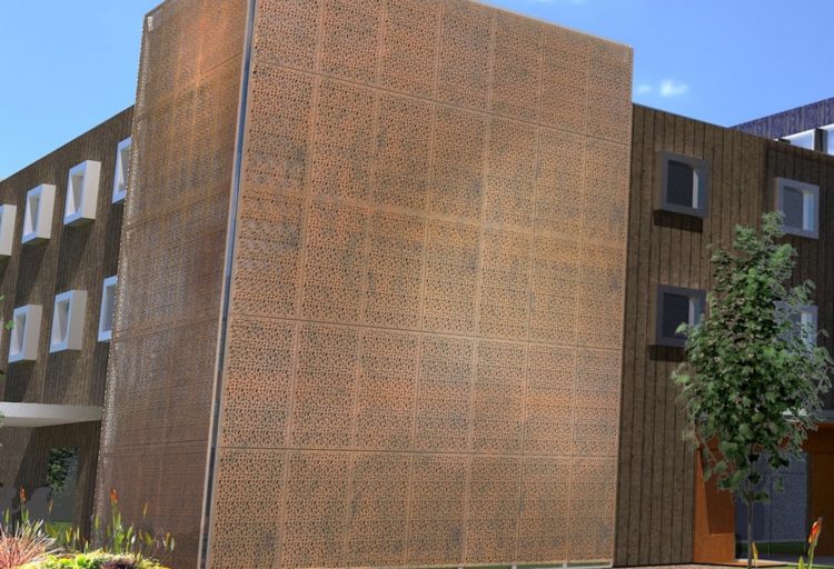 MESH by Brisoleil feature wall on building
