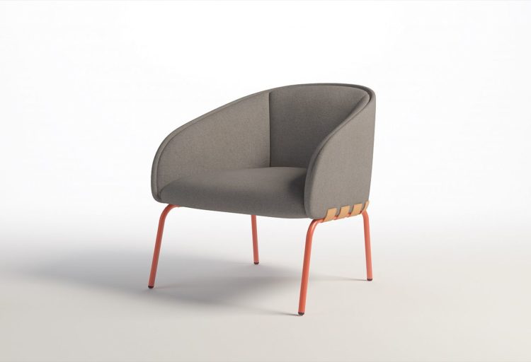 Inyo Seating dark gray chair with orange legs