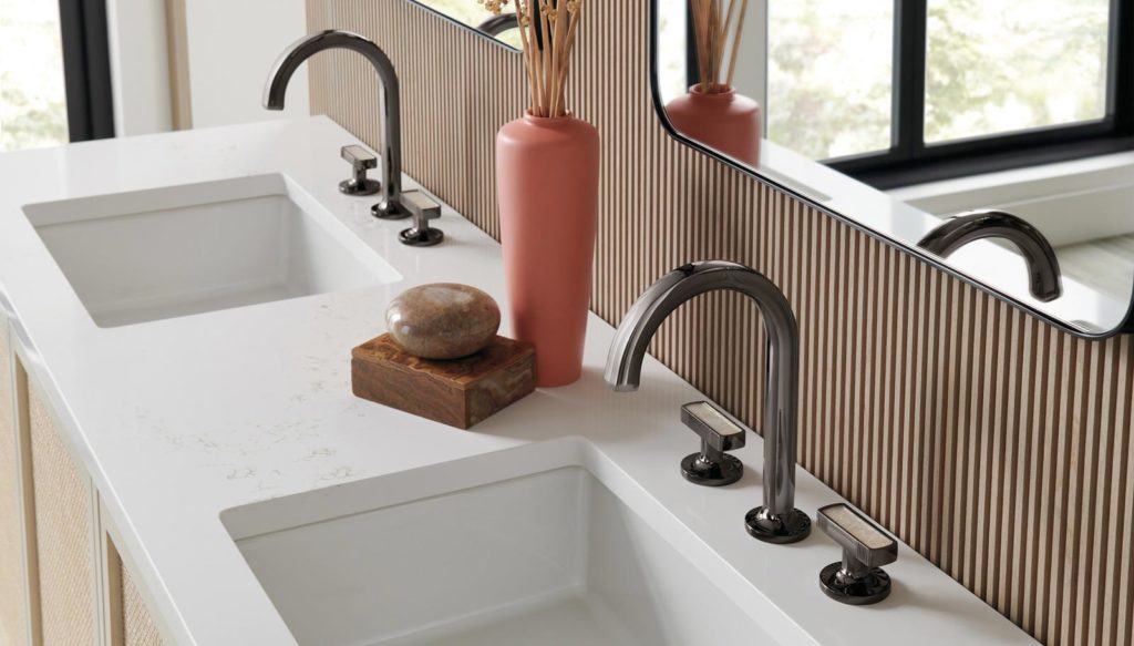 Brizon's Kintsu two faucets with inlay levers