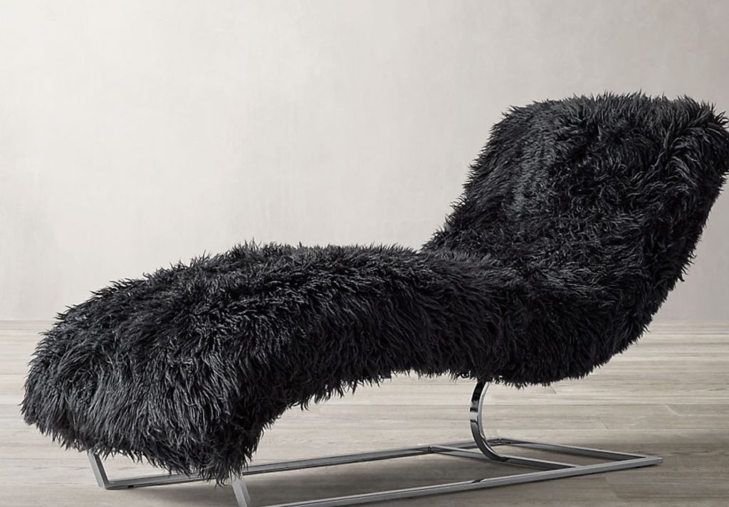RH Ski House Yeti black chaise
