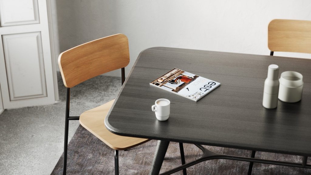 Nuans Paloma Chair natural oak at dining table