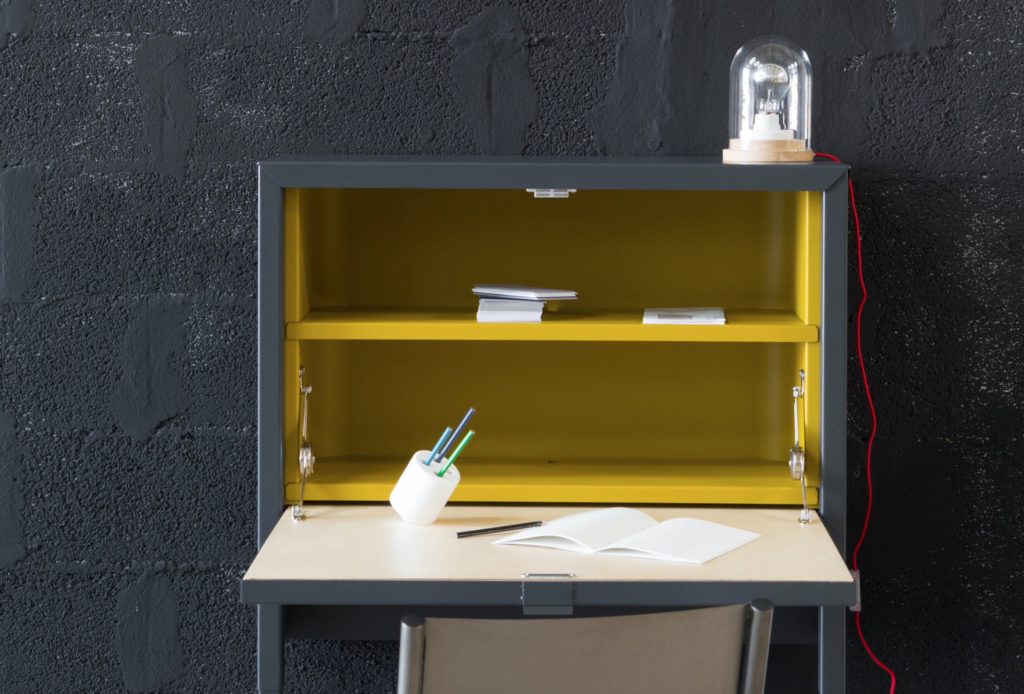 Auster Secretary with Pantone Colors open with writing materials