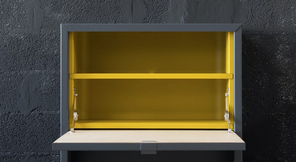 Auster Secretary with Pantone Colors open against gray wall