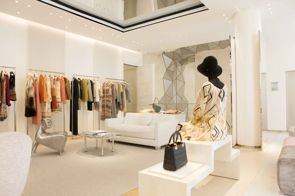 Wood-Skin mesh panel in boutique