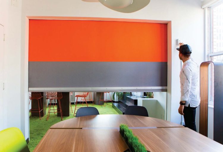 Tudelü UP orange and gray wall